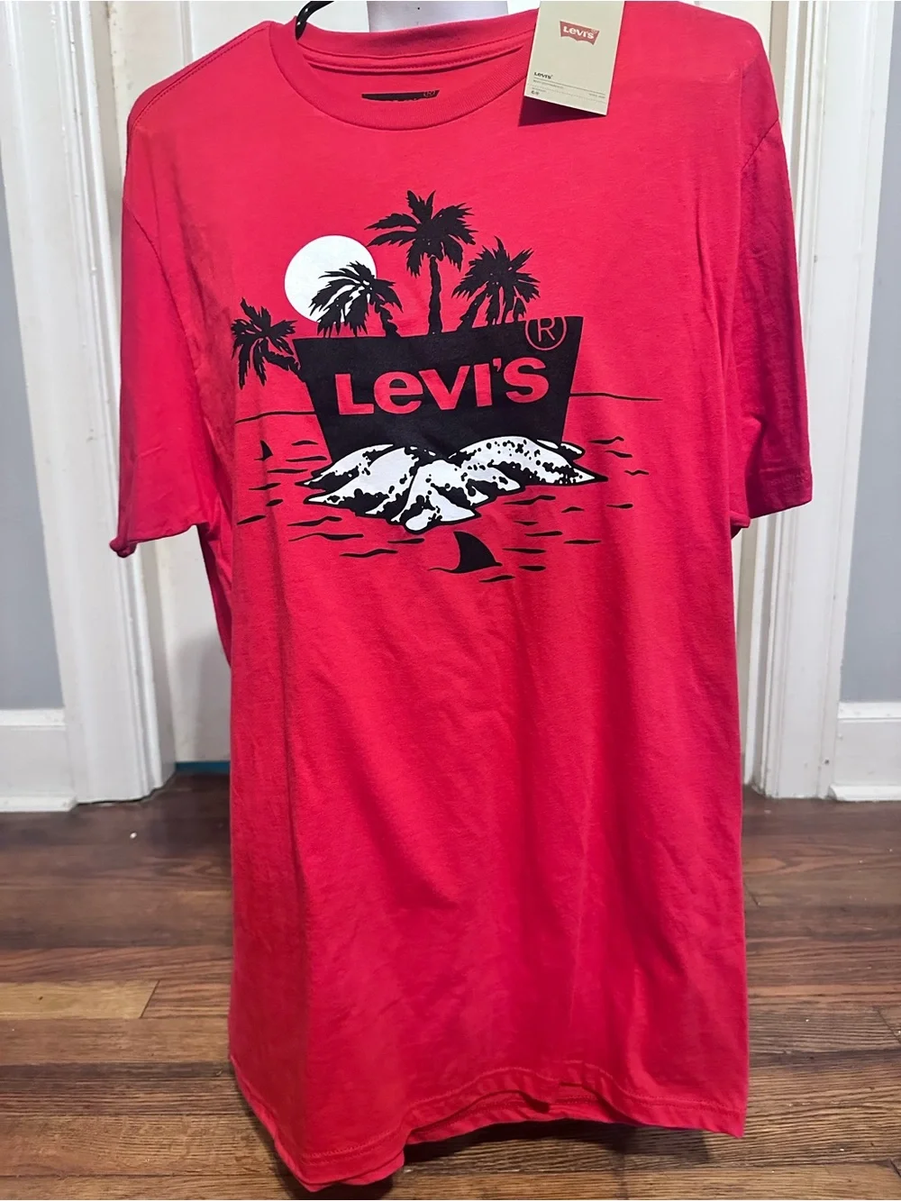 Levi's Red Short-Sleeve Graphic Tee with Black & White Print